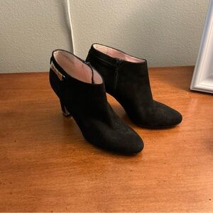 Kate Spade Black Ankle Booties with Gold Bow